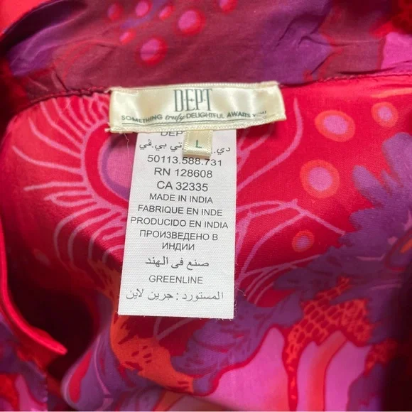 D.E.P.T Red and Purple Floral Print Long Sleeve Dress Size L - Picture 7 of 8